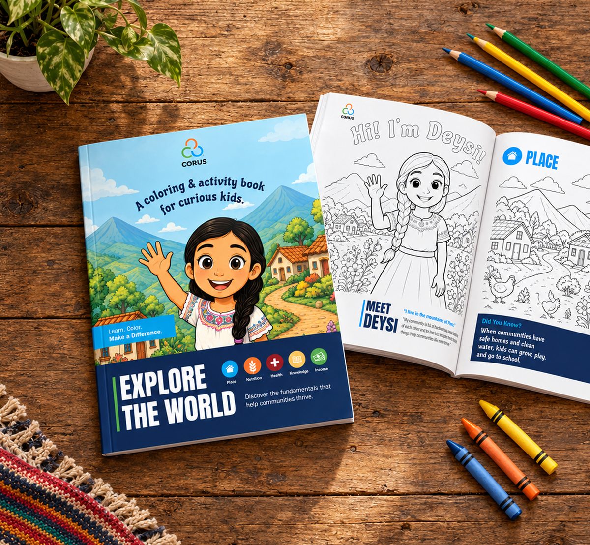 Explore the World coloring and activity book