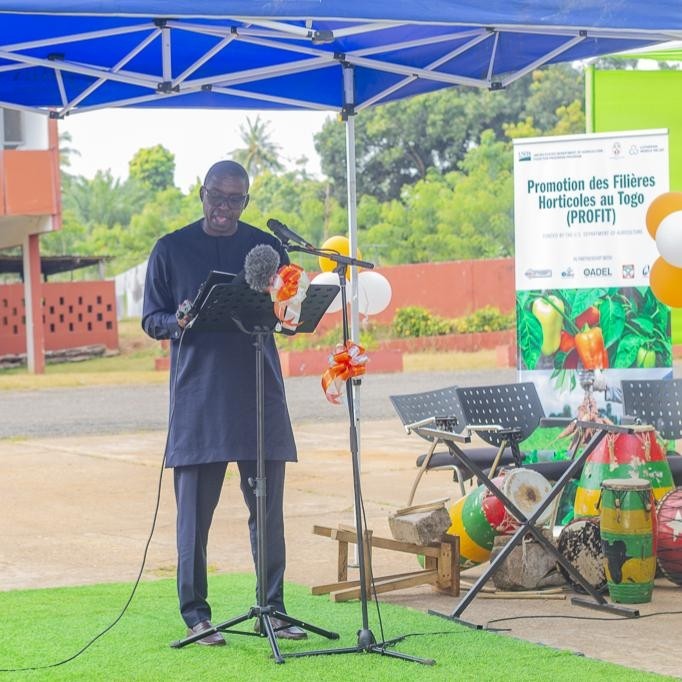 Corus International’s Chief Operations Officer Mahmoud Bah addresses audience at PROFIT launch ceremony.
